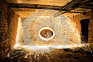 Sparkle lights with long exposure in an unfinished building - nice for wallpapers