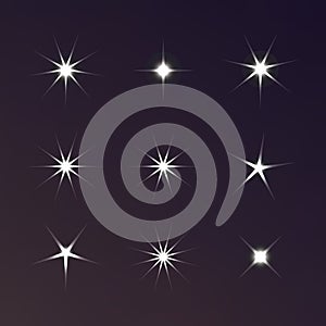 Sparkle lights stars set. Glowing light effect star. Sparkle lights vector