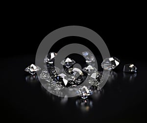 Sparkle luxury diamonds gemstones on black background. Crystals. AI generative