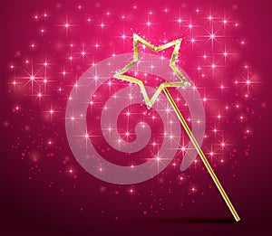 Sparkle magic wand on pink background