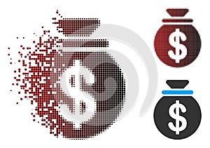 Sparkle Pixel Halftone Dollar Money Bag Icon