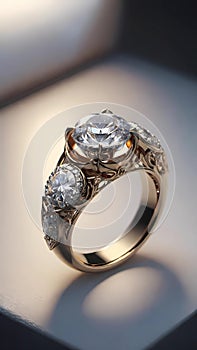 Diamond wedding ring illustration ai generated photo