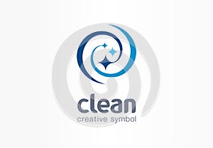 Sparkle star, fresh smile creative symbol concept. Wash, swirl, laundry, cleaning company abstract business logo