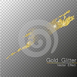 Sparkle stardust. Golden glittering magic vector isolated on black transparent background. Glitter bright trail, glowing