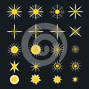 Sparkle stars icons. Symbols of , glint. gleam, etc.