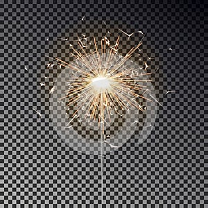 Sparkler candle vector isolated. Bengal fire light effect. Birthday firecracker sparkle effect. Vector illustration