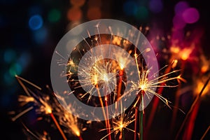 Sparkler colorful newyear. Generate Ai