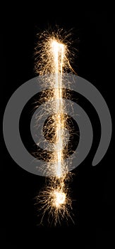 Sparkler firework light exclamation point, punctuation mark