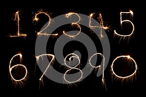 Sparkler firework light Number alphabet