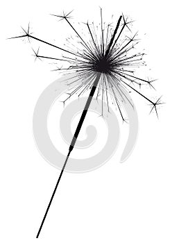 Sparkler Throwing Out Sparks - Black Silhouette - Shape Template