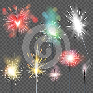 Sparkler vector sparkling celebration of christmas new year party sparklets illustration set of sparkled firework spark photo