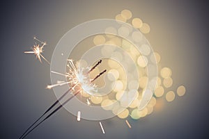 Sparklers and bokeh photo