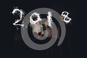 Sparklers forming the numbers 2018 new years and celebration concept