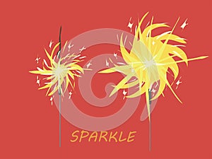 Sparklers icons set. celebration of new year, birthday, christmas, chinese new year. party paraphernalia.