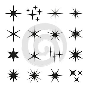 Sparkles Black Template Icons on White Background