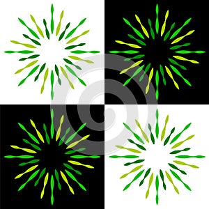 Sparkles starburst sunburst green logos