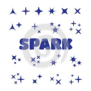 Sparkles, starbursts and fireworks. linear icons . Sparkle