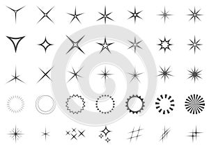 Sparkles vector set. Light effects elements.