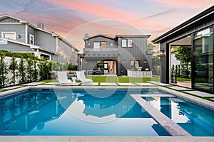 Sparkling backyard pool: perfect place to host a summer gathering and bring the community together