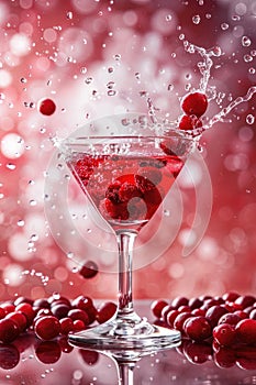 Sparkling Berry Splash in Glass on Vibrant Background