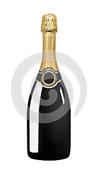 Sparkling black wine bottle