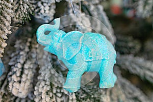 Sparkling Blue Elephant Ornament