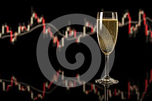 Sparkling Celebration Against Stock Market Graph Background.
