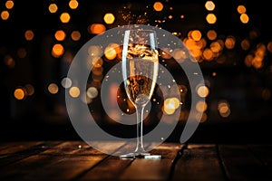 Sparkling Champagne Toast to Welcome New Year 2024. GenerativeAI