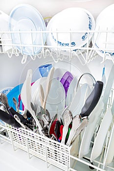 Sparkling clean dishes in the dishwasher