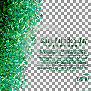 Sparkling clover shamrock leaves isolated on White background. A