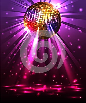 Sparkling disco ball. Night party