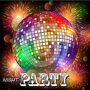 Sparkling disco ball. Night party