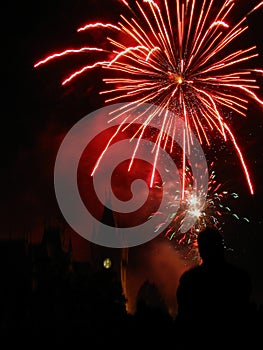 Espumoso fuegos artificiales a través de palacio 