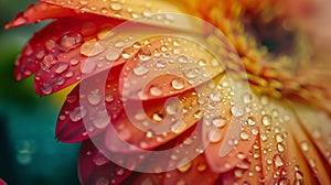 Sparkling Gerbera Flower Petal With Water Droplets