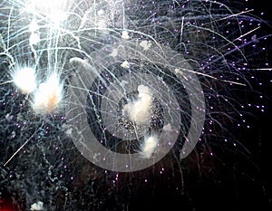 sparkling glittering fireworks exploded in the sky during the celebrations for the national holiday