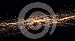Sparkling golden data stream visualization background