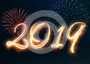 Sparkling Happy New Year 2019 Fireworks