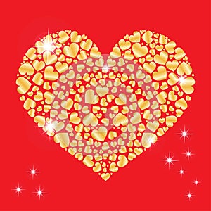 Sparkling heart with many small hearts inside . Element for design. Vector illustration for Valentines Day. Love concept. Cute hap