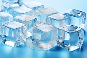 Sparkling ice cubes background, pattern of crystal frozen icecubes photo