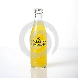 Sparkling lemonade bottle isolated on white background