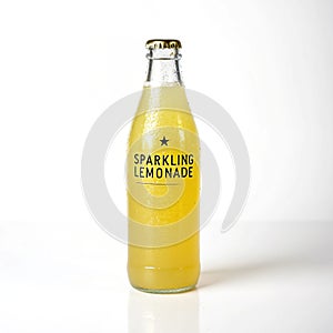 Sparkling lemonade bottle isolated on white background photo