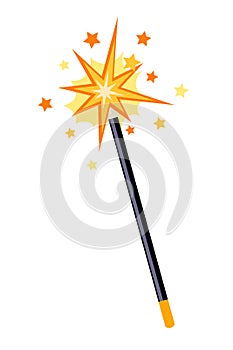 Sparkling magic wand isolated on white background
