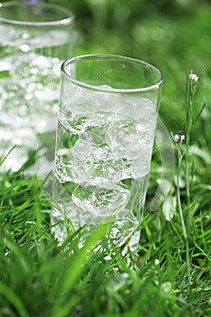 Sparkling mineral water with icecubes