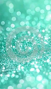 Sparkling Mint Confetti Background, Festive Texture With Shiny Bokeh, Celebration Backdrop