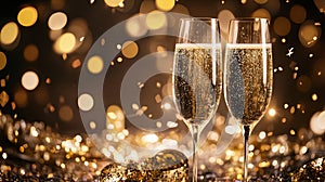 A sparkling New Year Eve countdown clock with party decorations and