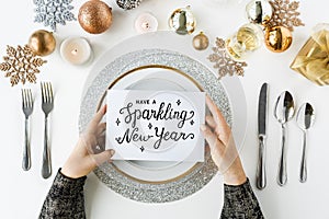 Sparkling new years festive dinner table