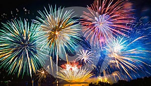 Sparkling Night: The magnificent fireworks display on New Year\'s Eve