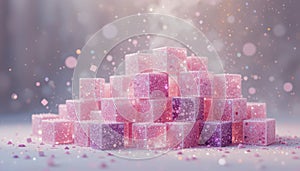 Sparkling Pink Glitter Cubes Abstract Background