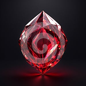 Sparkling Red Gemstone on Black Background