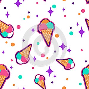 Sparkling seamless pattern with Ice cream